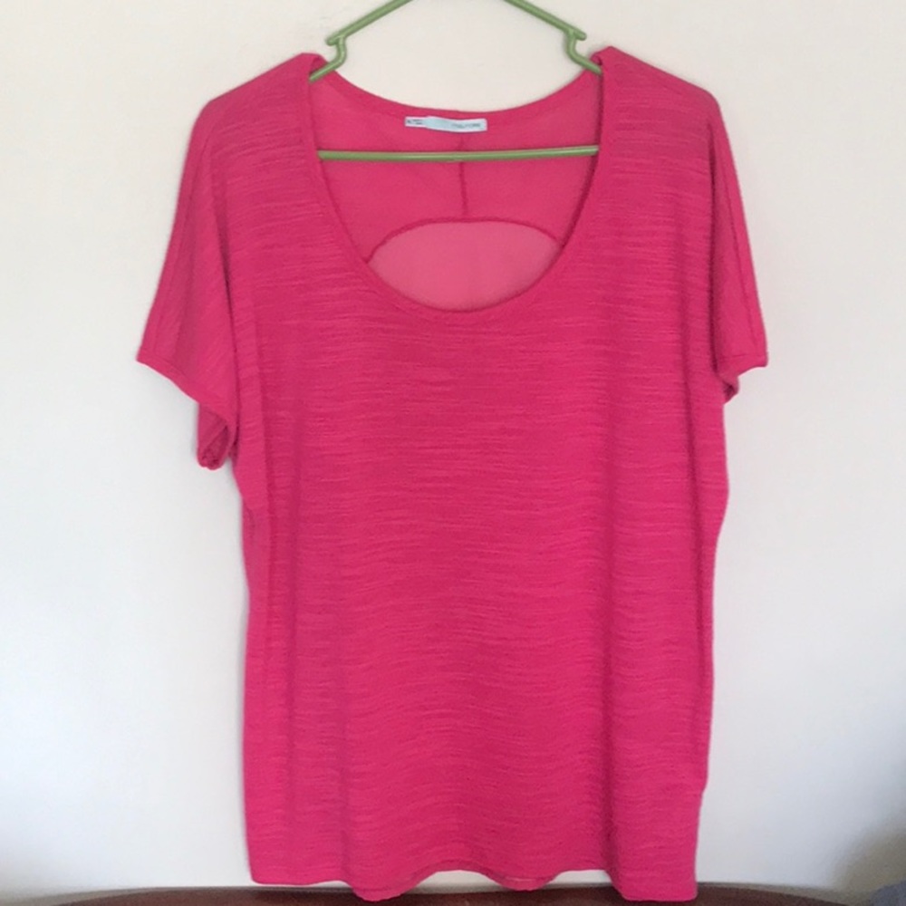 Hot pink, from Maurice’s. Size XL